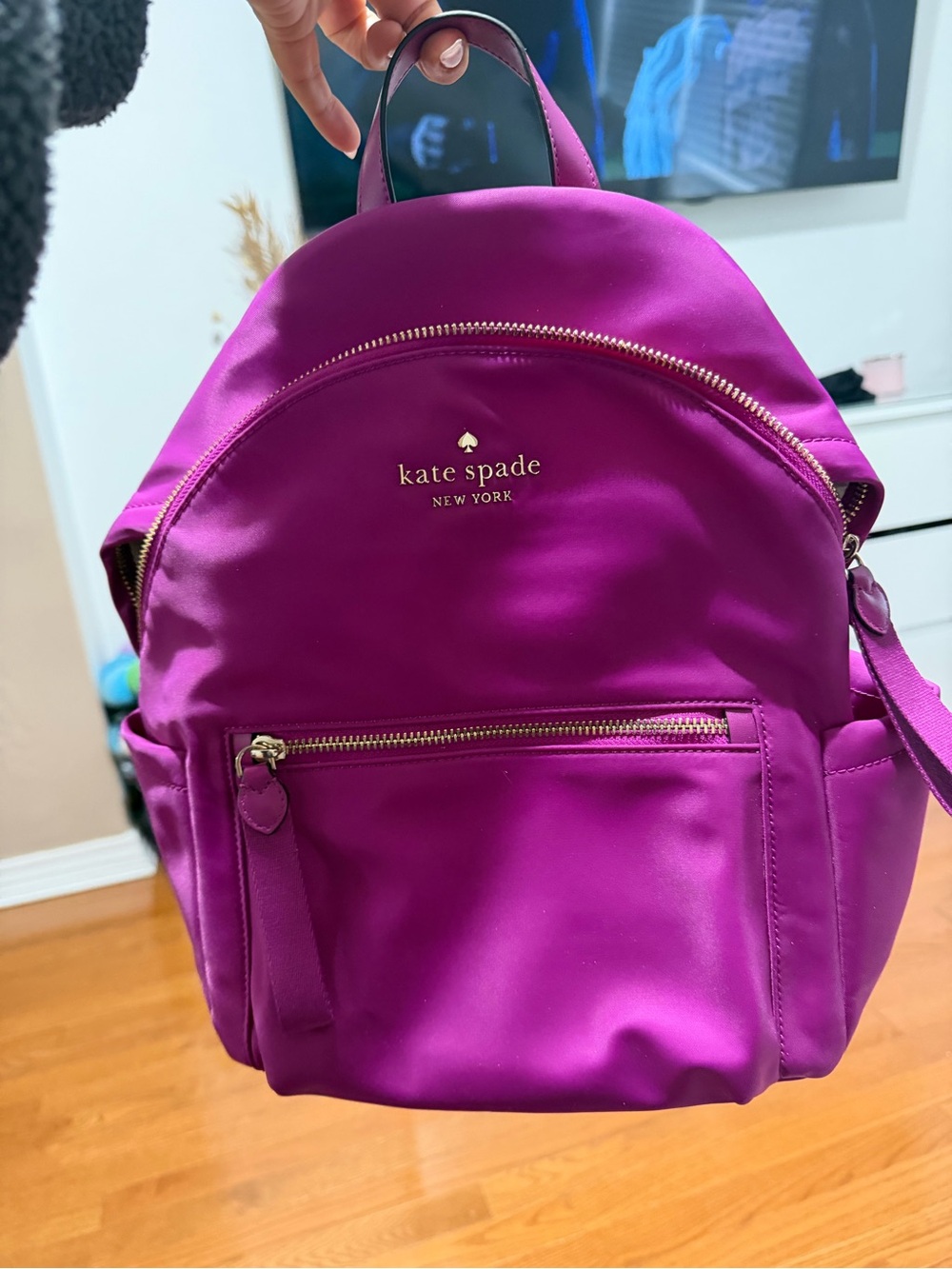 kate spade Vibrant Magenta Nylon Backpack with Gold Hardware
